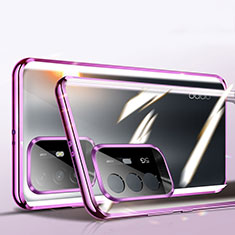 Coque Rebord Bumper Luxe Aluminum Metal Miroir 360 Degres Housse Etui Aimant P01 pour Oppo F19 Pro+ Plus 5G Violet