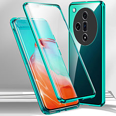 Coque Rebord Bumper Luxe Aluminum Metal Miroir 360 Degres Housse Etui Aimant P01 pour Oppo Find X7 5G Vert