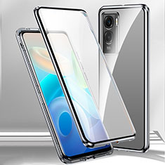 Coque Rebord Bumper Luxe Aluminum Metal Miroir 360 Degres Housse Etui Aimant P01 pour Oppo K10 5G Argent