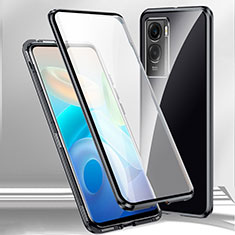 Coque Rebord Bumper Luxe Aluminum Metal Miroir 360 Degres Housse Etui Aimant P01 pour Oppo K10 5G Noir