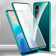 Coque Rebord Bumper Luxe Aluminum Metal Miroir 360 Degres Housse Etui Aimant P01 pour Oppo K10 5G Vert