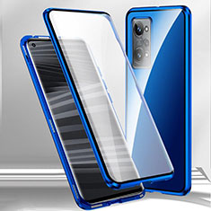 Coque Rebord Bumper Luxe Aluminum Metal Miroir 360 Degres Housse Etui Aimant P01 pour Oppo K10 Pro 5G Bleu