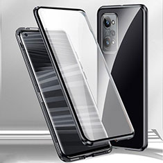 Coque Rebord Bumper Luxe Aluminum Metal Miroir 360 Degres Housse Etui Aimant P01 pour Oppo K10 Pro 5G Noir