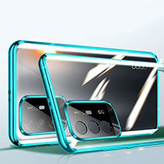 Coque Rebord Bumper Luxe Aluminum Metal Miroir 360 Degres Housse Etui Aimant P01 pour Oppo Reno5 Z 5G Vert