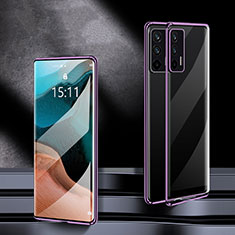 Coque Rebord Bumper Luxe Aluminum Metal Miroir 360 Degres Housse Etui Aimant P01 pour Realme GT 5G Violet