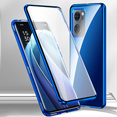 Coque Rebord Bumper Luxe Aluminum Metal Miroir 360 Degres Housse Etui Aimant P01 pour Realme Q5i 5G Bleu