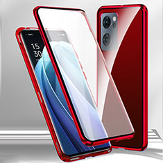 Coque Rebord Bumper Luxe Aluminum Metal Miroir 360 Degres Housse Etui Aimant P01 pour Realme Q5i 5G Rouge