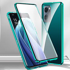 Coque Rebord Bumper Luxe Aluminum Metal Miroir 360 Degres Housse Etui Aimant P01 pour Realme Q5i 5G Vert