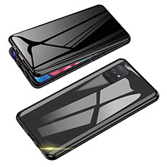 Coque Rebord Bumper Luxe Aluminum Metal Miroir 360 Degres Housse Etui Aimant P01 pour Samsung Galaxy A71 4G A715 Noir