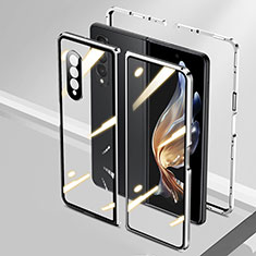 Coque Rebord Bumper Luxe Aluminum Metal Miroir 360 Degres Housse Etui Aimant P01 pour Samsung Galaxy Z Fold3 5G Argent