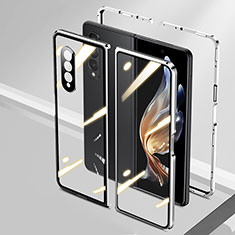 Coque Rebord Bumper Luxe Aluminum Metal Miroir 360 Degres Housse Etui Aimant P01 pour Samsung Galaxy Z Fold4 5G Argent