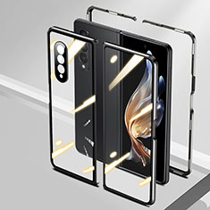 Coque Rebord Bumper Luxe Aluminum Metal Miroir 360 Degres Housse Etui Aimant P01 pour Samsung Galaxy Z Fold4 5G Noir