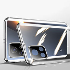 Coque Rebord Bumper Luxe Aluminum Metal Miroir 360 Degres Housse Etui Aimant P01 pour Vivo iQOO U3x 5G Argent