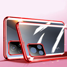 Coque Rebord Bumper Luxe Aluminum Metal Miroir 360 Degres Housse Etui Aimant P01 pour Vivo iQOO U3x 5G Rouge