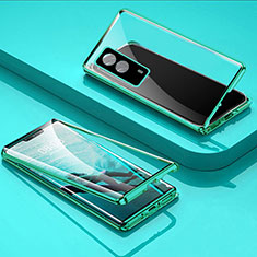 Coque Rebord Bumper Luxe Aluminum Metal Miroir 360 Degres Housse Etui Aimant P01 pour Vivo T1x 5G Vert