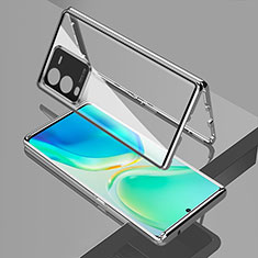 Coque Rebord Bumper Luxe Aluminum Metal Miroir 360 Degres Housse Etui Aimant P01 pour Vivo V25 Pro 5G Argent