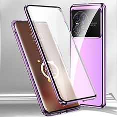 Coque Rebord Bumper Luxe Aluminum Metal Miroir 360 Degres Housse Etui Aimant P01 pour Vivo X Note Violet