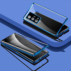 Coque Rebord Bumper Luxe Aluminum Metal Miroir 360 Degres Housse Etui Aimant P01 pour Vivo X70 Pro+ Plus 5G Bleu