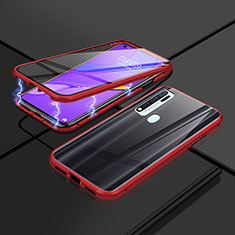 Coque Rebord Bumper Luxe Aluminum Metal Miroir 360 Degres Housse Etui Aimant P01 pour Vivo Y50 Violet