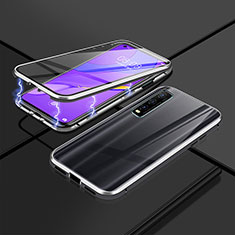 Coque Rebord Bumper Luxe Aluminum Metal Miroir 360 Degres Housse Etui Aimant P01 pour Vivo Y51s 5G Argent