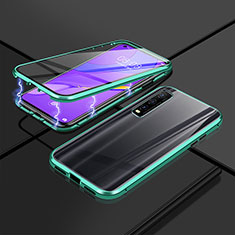 Coque Rebord Bumper Luxe Aluminum Metal Miroir 360 Degres Housse Etui Aimant P01 pour Vivo Y51s 5G Vert