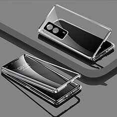 Coque Rebord Bumper Luxe Aluminum Metal Miroir 360 Degres Housse Etui Aimant P01 pour Vivo Y53s t2 Argent