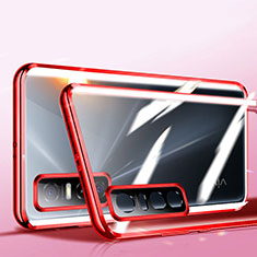 Coque Rebord Bumper Luxe Aluminum Metal Miroir 360 Degres Housse Etui Aimant P01 pour Vivo Y73s 5G Rouge