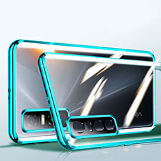 Coque Rebord Bumper Luxe Aluminum Metal Miroir 360 Degres Housse Etui Aimant P01 pour Vivo Y73s 5G Vert