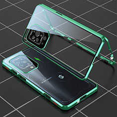 Coque Rebord Bumper Luxe Aluminum Metal Miroir 360 Degres Housse Etui Aimant P01 pour Xiaomi Black Shark 5 Pro 5G Vert