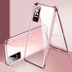 Coque Rebord Bumper Luxe Aluminum Metal Miroir 360 Degres Housse Etui Aimant P01 pour Xiaomi Civi 1S 5G Or Rose