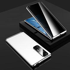 Coque Rebord Bumper Luxe Aluminum Metal Miroir 360 Degres Housse Etui Aimant P01 pour Xiaomi Mi 10S 5G Argent