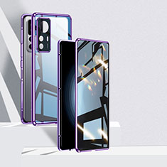 Coque Rebord Bumper Luxe Aluminum Metal Miroir 360 Degres Housse Etui Aimant P01 pour Xiaomi Mi 12T 5G Violet