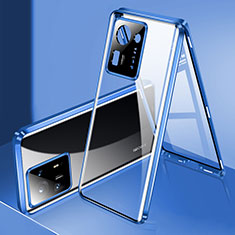 Coque Rebord Bumper Luxe Aluminum Metal Miroir 360 Degres Housse Etui Aimant P01 pour Xiaomi Mi Mix 4 5G Bleu