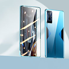 Coque Rebord Bumper Luxe Aluminum Metal Miroir 360 Degres Housse Etui Aimant P01 pour Xiaomi Poco F4 GT 5G Bleu