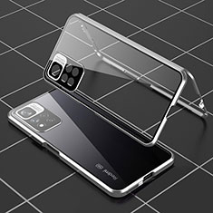 Coque Rebord Bumper Luxe Aluminum Metal Miroir 360 Degres Housse Etui Aimant P01 pour Xiaomi Poco X4 NFC Argent