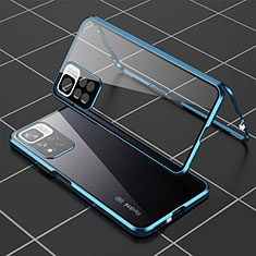 Coque Rebord Bumper Luxe Aluminum Metal Miroir 360 Degres Housse Etui Aimant P01 pour Xiaomi Poco X4 NFC Bleu