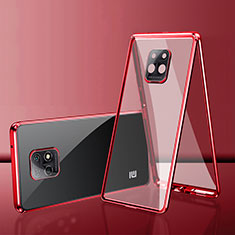 Coque Rebord Bumper Luxe Aluminum Metal Miroir 360 Degres Housse Etui Aimant P01 pour Xiaomi Redmi 10X Pro 5G Rouge