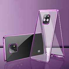 Coque Rebord Bumper Luxe Aluminum Metal Miroir 360 Degres Housse Etui Aimant P01 pour Xiaomi Redmi 10X Pro 5G Violet