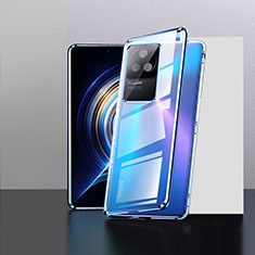 Coque Rebord Bumper Luxe Aluminum Metal Miroir 360 Degres Housse Etui Aimant P01 pour Xiaomi Redmi K40S 5G Bleu