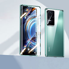 Coque Rebord Bumper Luxe Aluminum Metal Miroir 360 Degres Housse Etui Aimant P01 pour Xiaomi Redmi K50 Pro 5G Vert