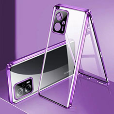 Coque Rebord Bumper Luxe Aluminum Metal Miroir 360 Degres Housse Etui Aimant P01 pour Xiaomi Redmi K50i 5G Violet