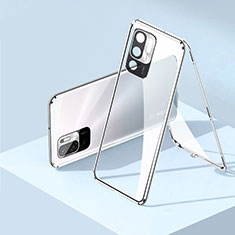 Coque Rebord Bumper Luxe Aluminum Metal Miroir 360 Degres Housse Etui Aimant P01 pour Xiaomi Redmi Note 10 5G Argent