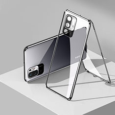 Coque Rebord Bumper Luxe Aluminum Metal Miroir 360 Degres Housse Etui Aimant P01 pour Xiaomi Redmi Note 10 5G Noir