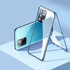 Coque Rebord Bumper Luxe Aluminum Metal Miroir 360 Degres Housse Etui Aimant P01 pour Xiaomi Redmi Note 10 Pro 5G Bleu