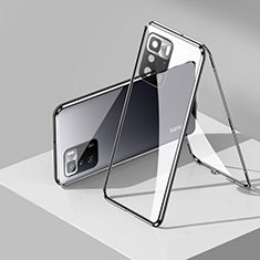 Coque Rebord Bumper Luxe Aluminum Metal Miroir 360 Degres Housse Etui Aimant P01 pour Xiaomi Redmi Note 10 Pro 5G Noir