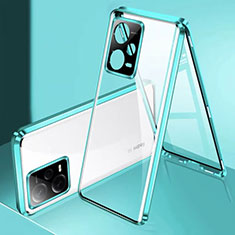 Coque Rebord Bumper Luxe Aluminum Metal Miroir 360 Degres Housse Etui Aimant P01 pour Xiaomi Redmi Note 12 Pro 5G Vert