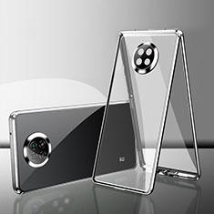 Coque Rebord Bumper Luxe Aluminum Metal Miroir 360 Degres Housse Etui Aimant P01 pour Xiaomi Redmi Note 9T 5G Argent
