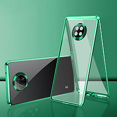 Coque Rebord Bumper Luxe Aluminum Metal Miroir 360 Degres Housse Etui Aimant P01 pour Xiaomi Redmi Note 9T 5G Vert