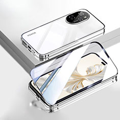 Coque Rebord Bumper Luxe Aluminum Metal Miroir 360 Degres Housse Etui Aimant P02 pour Huawei Honor 100 Pro 5G Argent