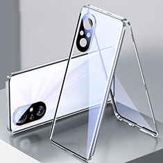 Coque Rebord Bumper Luxe Aluminum Metal Miroir 360 Degres Housse Etui Aimant P02 pour Huawei Honor 50 SE 5G Argent